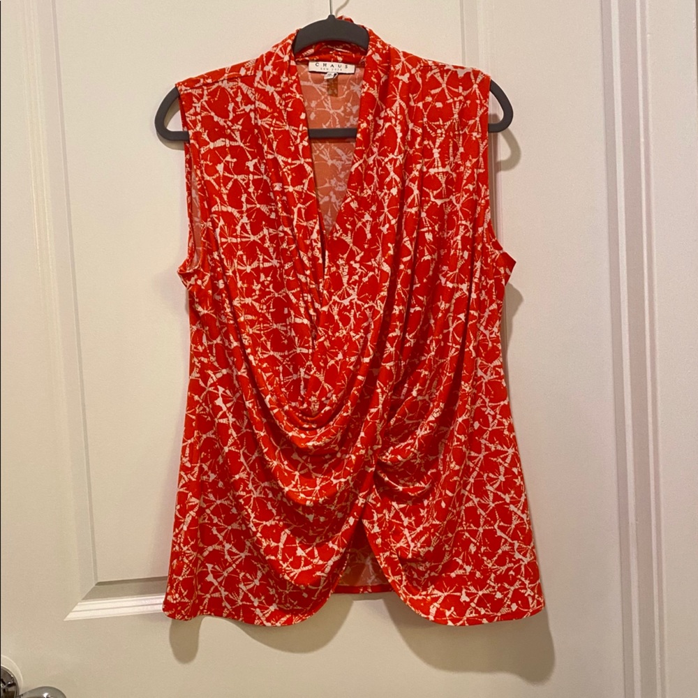 🧡 Chaus Women’s Wrap Top Orange XL Front Drape